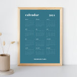 SImple Bold | Teal Blue & White 2024 Calendar Poster<br><div class="desc">Simple and bold. This 2024 calendar design features a modern set of fonts, a full 12 month year, against a teal blue background and white text. The template is available in a 8.5 x 11 inch size for easy printing at home or download as a phone screensaver. Customise to make...</div>