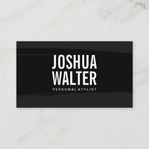 Simple Bold Text Black Brushed Business Card