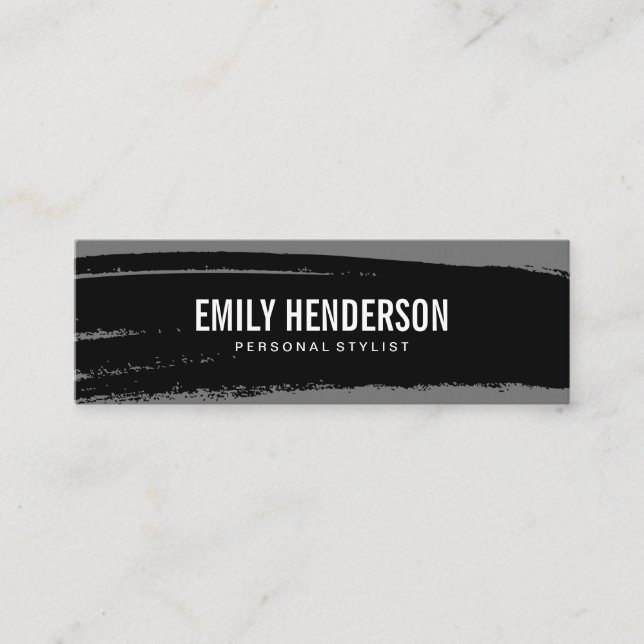 Simple Bold Text Black Grey Brushed Mini Business Card (Front)