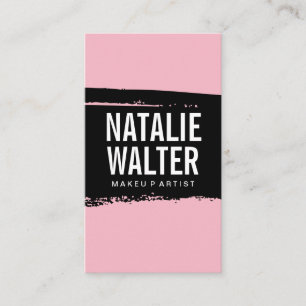 Simple Bold Text Black Pink Brushed Business Card