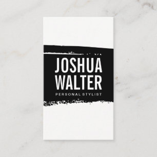 Simple Bold Text Black White Brushed Business Card