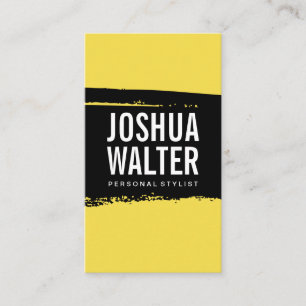 Simple Bold Text Black Yellow Brushed Business Card