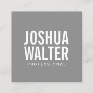 Simple Bold Text Grey Background Square Business Card