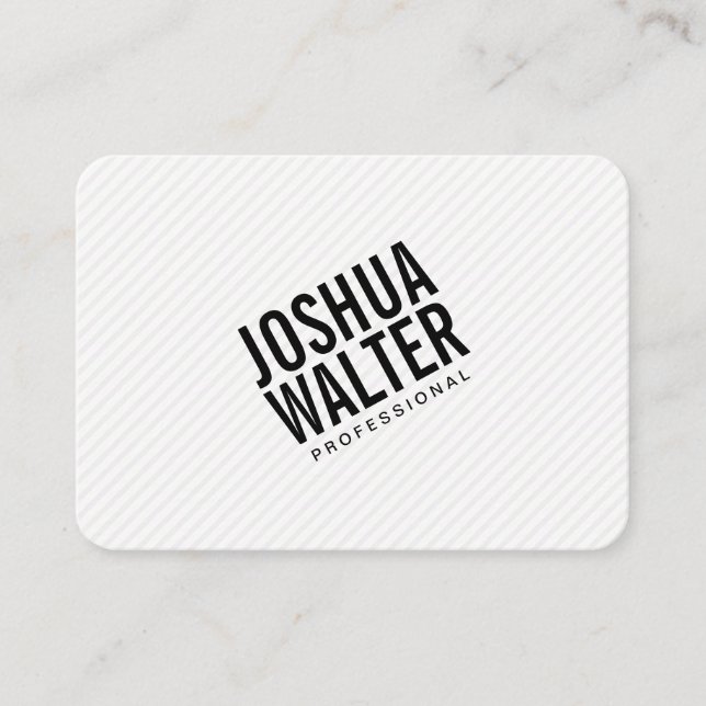 Simple Bold Text with Stripes Business Card (Front)