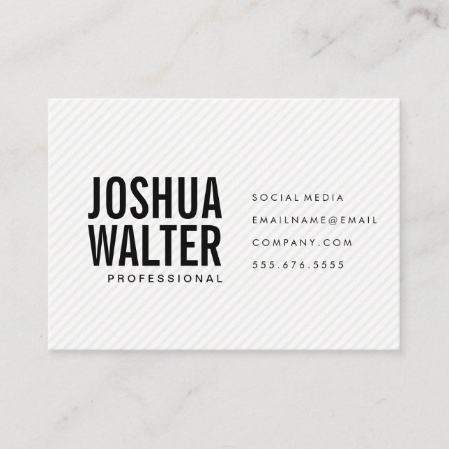 Simple Bold Text with Stripes Business Card (Front)