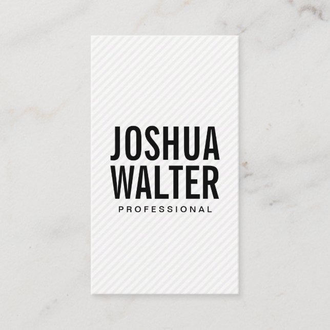 Simple Bold Text with Stripes Business Card (Front)