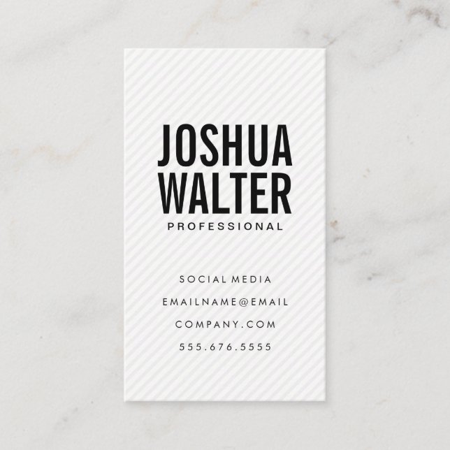 Simple Bold Text with Stripes Business Card (Front)