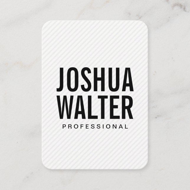 Simple Bold Text with Stripes Business Card (Front)