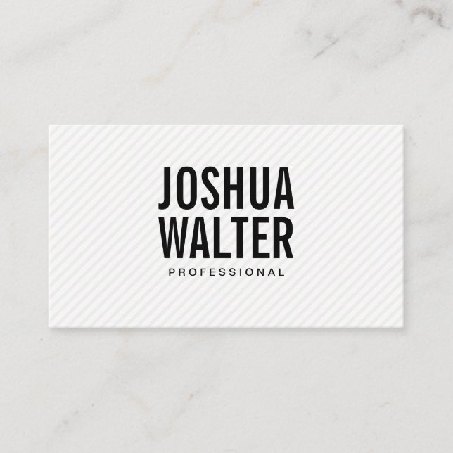 Simple Bold Text with Stripes Business Card (Front)