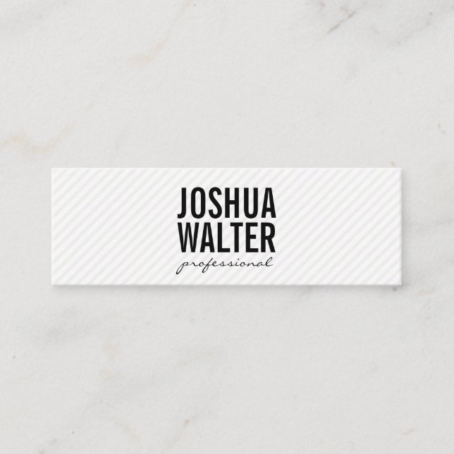Simple Bold Text with Stripes Mini Business Card (Front)
