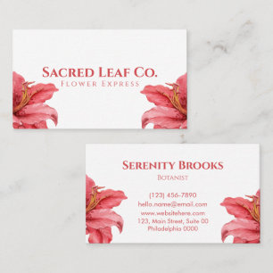Simple Bold Vibrant Vivid Red Lily White Blooms Business Card