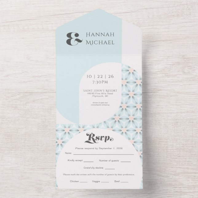 Simple Bold Vintage Aqua All In One Invitation (Inside)