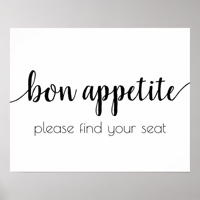 Simple Bon Appetite | Black Script Any Event Sign (Front)