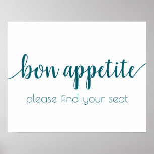 Simple Bon Appetite Teal Aqua Any Event Sign