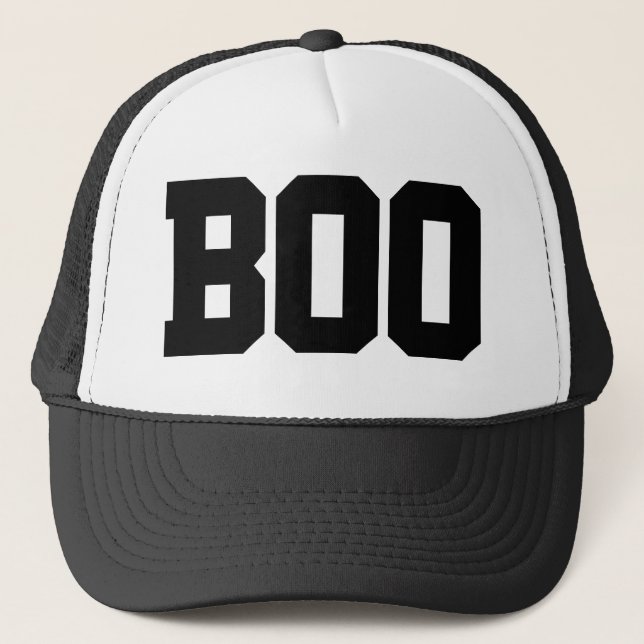Simple “Boo” Halloween Trucker Hat  (Front)