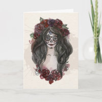 Simple Boo-tiful Dia de los Muertos Greeting Card