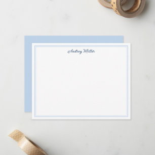 Simple Border Blue Script Personalised Card