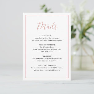 Simple Border Blush Pink Elegant Wedding Enclosure Card