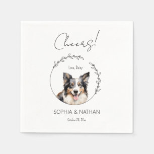 Simple Border Collie Dog Wedding Cocktail Napkins
