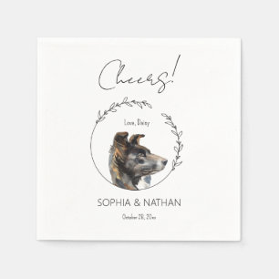 Simple Border Collie Dog Wedding Cocktail Napkins