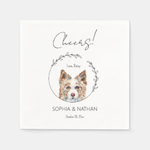 Simple Border Collie Dog Wedding Cocktail Napkins