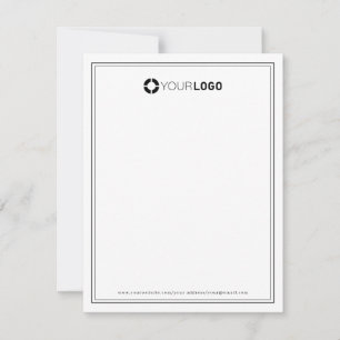 Simple border company logo personalised Stationery Card