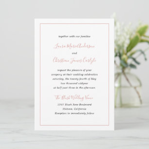 Simple Border Formal Blush Pink Elegant Wedding Invitation
