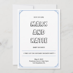 Simple Border Gender Neutral Blue Baby Shower Invitation