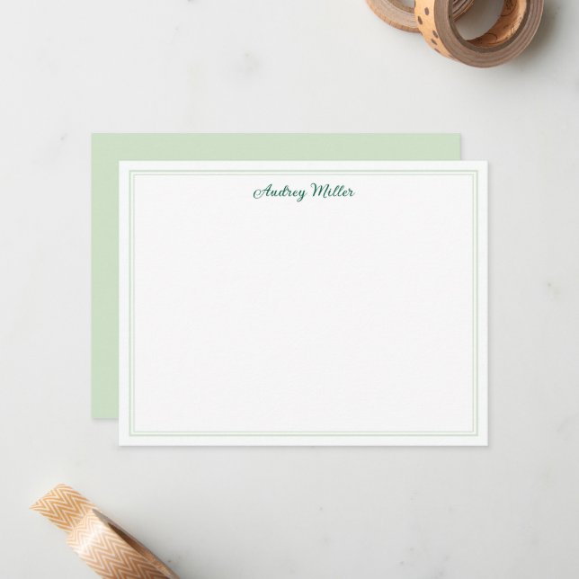 Simple Border Green Script Personalised Card (Front/Back In Situ)
