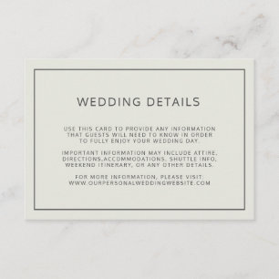 Simple Border Light Beige Wedding Details Enclosure Card