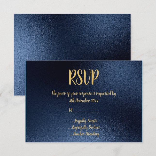 Simple Border Navy Gold All Occassion RSVP Invitation (Front/Back)