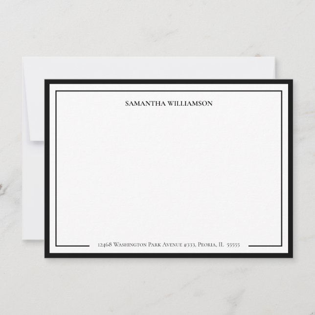Simple Border Personalised Note Card Stationary (Front)