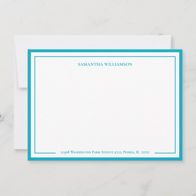 Simple Border Personalised Note Card Stationary (Front)