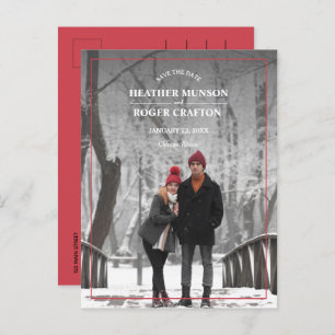 Simple Border Photo Wedding Save the Date Announcement Postcard