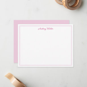 Simple Border Pink Script Personalised Card