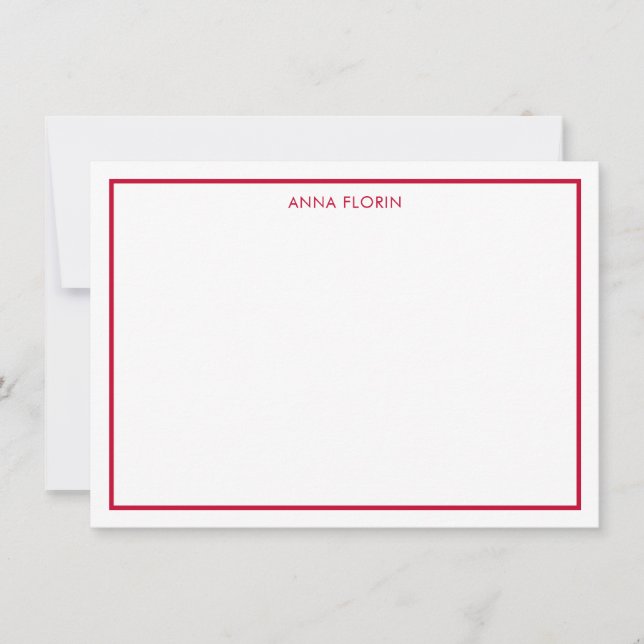 Simple Border Red Thank You Card (Front)