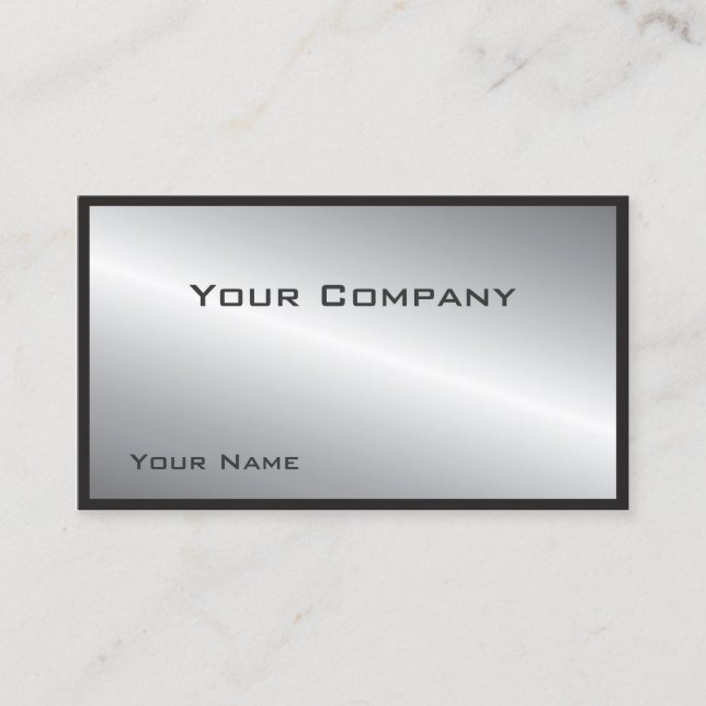 Simple Bordered Silver  Corporate  Business Card (Front)