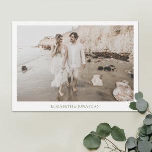 Simple Borders Green Typography Photo Wedding Save The Date