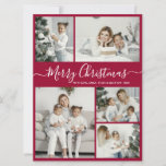 Simple Bordo White 5 Photo Collage Christmas Holiday Card<br><div class="desc">Simple, Elegant Calligraphy Burgundy and White 5 Photo Collage Merry Christmas Script Holiday Card. This festive, minimalist, whimsical five (5) photo holiday greeting card template features a pretty grid photo collage and says „Merry Christmas”! The „Merry Christmas” greeting text is written in a beautiful hand lettered swirly swash-tail font type...</div>