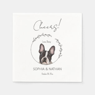 Simple Boston Terrier Dog Wedding Cocktail Napkin