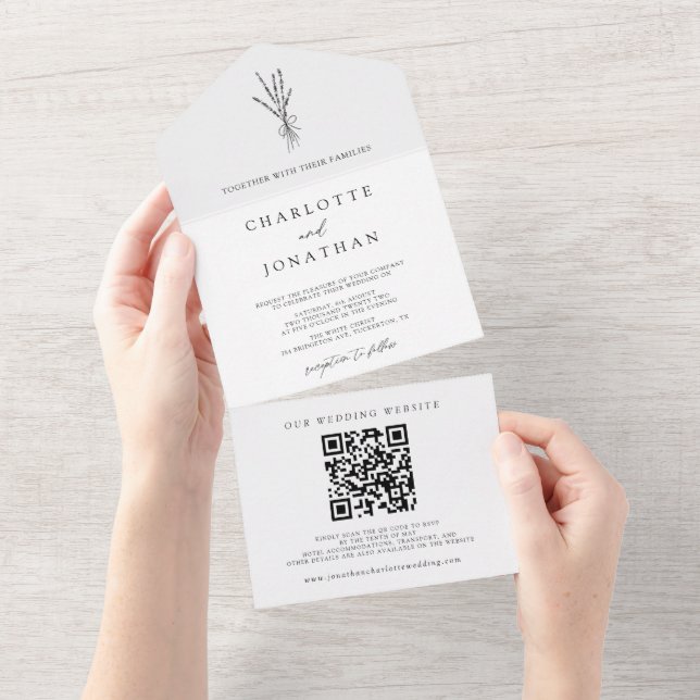 Simple Botanical All in One Wedding Invitation (Tearaway)