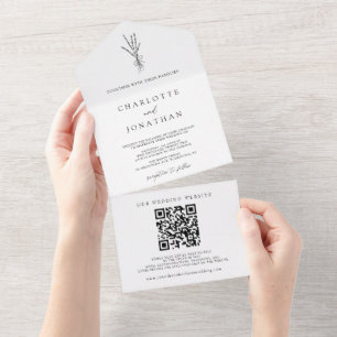 Simple Botanical All in One Wedding Invitation