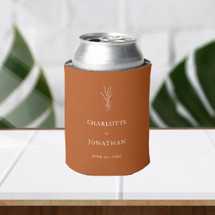 Simple Botanical Bohemian Terracotta Wedding Favou Can Cooler