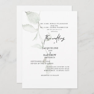 Simple Botanical Both Parents Wedding Invitation