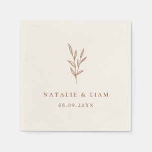 Simple Botanical Burnt Orange Wedding Napkins