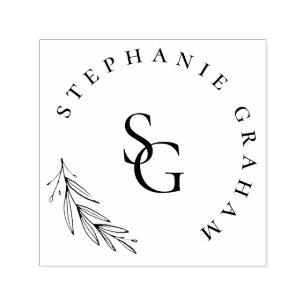 Simple Botanical Business Logo Monogram Initials Self-inking Stamp