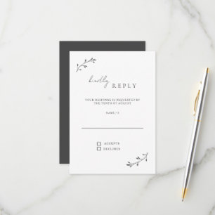 Simple Botanical Chic Modern Minimal Wedding RSVP Card