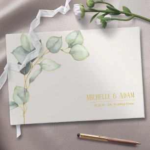 Simple botanical Eucalyptus Wedding Gold  Guest Book
