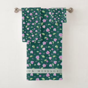 Simple Botanical Floral Pattern Bath Towel Set