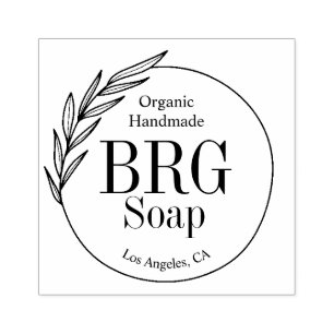 Simple Botanical Monogram Organic Handmade Soap  Rubber Stamp